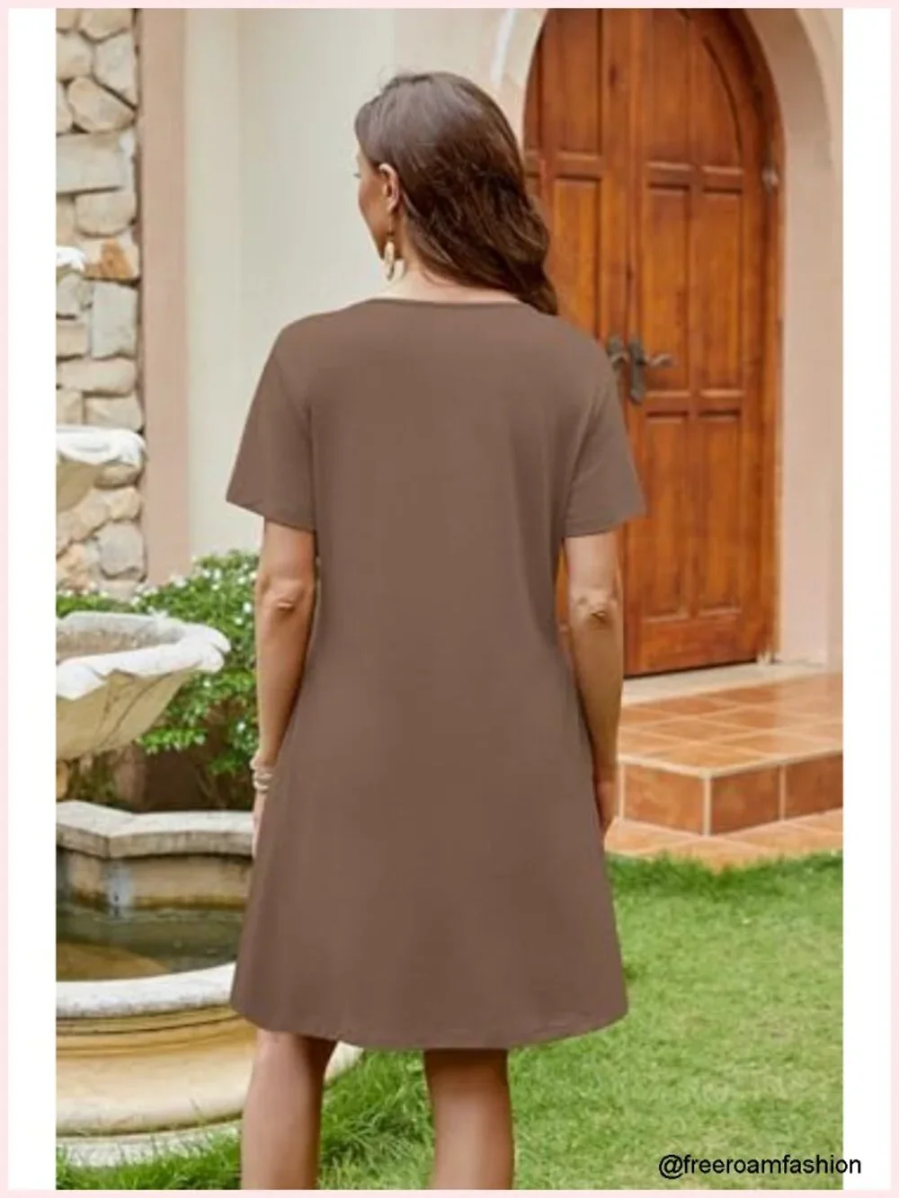 Short Sleeve Lace V-Neck T-Shirt Dress Casual Midi Plus Size